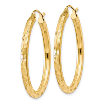 14K Gelbgold Diamantiert Creolen