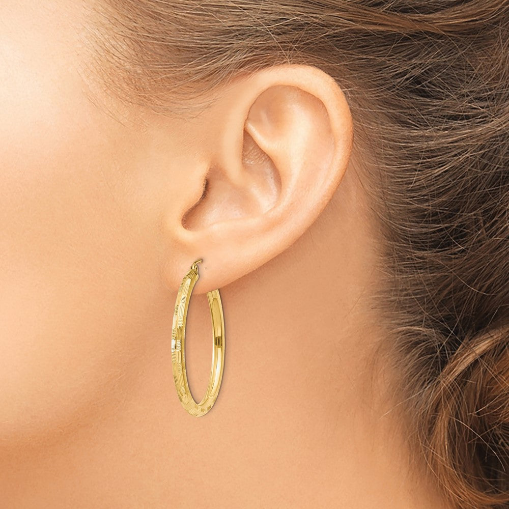 14K Gelbgold Diamantiert Creolen