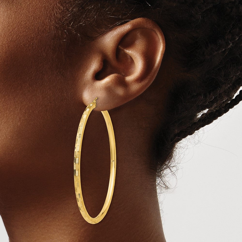 14K Gelbgold Diamantiert Creolen