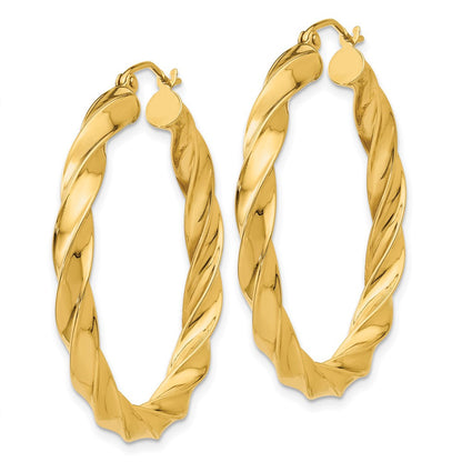 14K Gelbgold Licht Gedreht Creolen