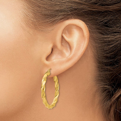 14K Gelbgold Licht Gedreht Creolen
