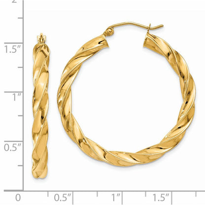 14K Gelbgold Licht Gedreht Creolen