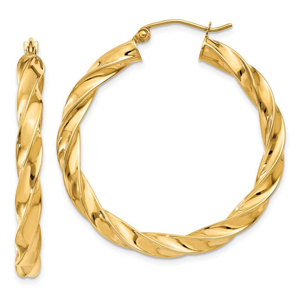14K Gelbgold Licht Gedreht Creolen