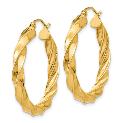 14K Gelbgold Licht Gedreht Creolen