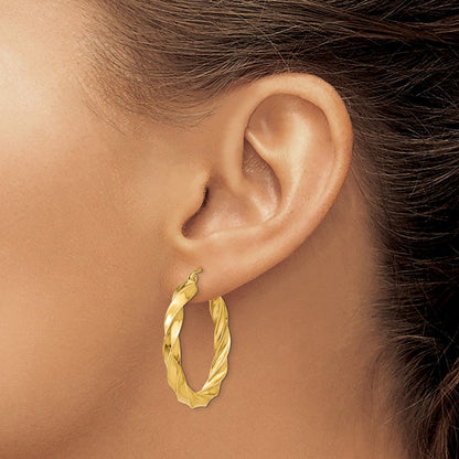 14K Gelbgold Licht Gedreht Creolen