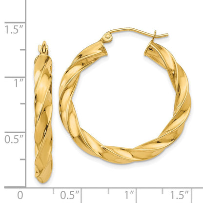 14K Gelbgold Licht Gedreht Creolen