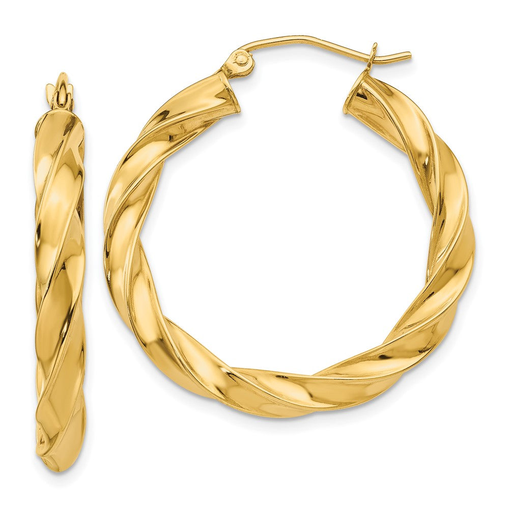 14K Gelbgold Licht Gedreht Creolen