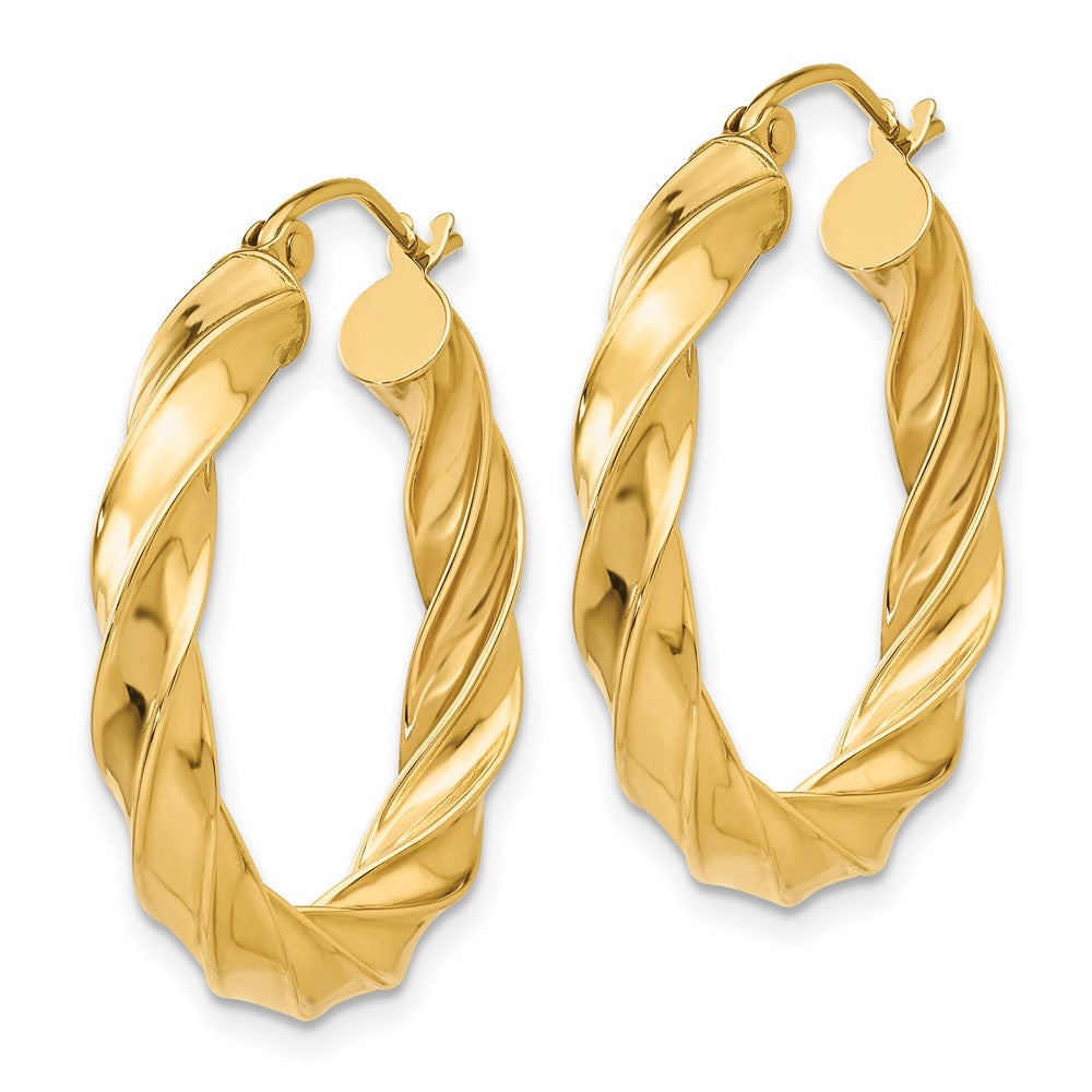 14K Gelbgold Licht Gedreht Creolen