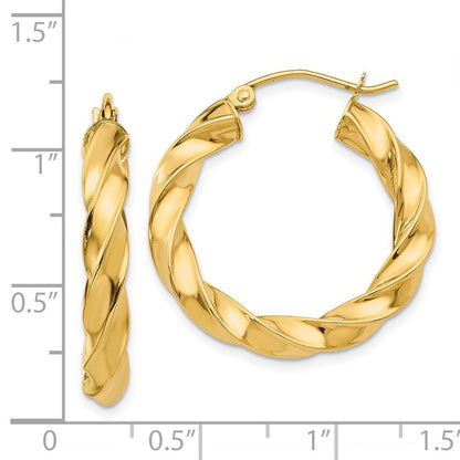 14K Gelbgold Licht Gedreht Creolen