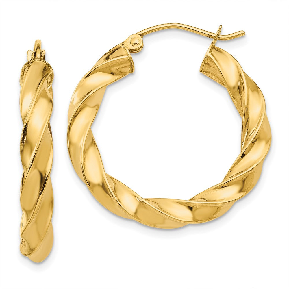 14K Gelbgold Licht Gedreht Creolen