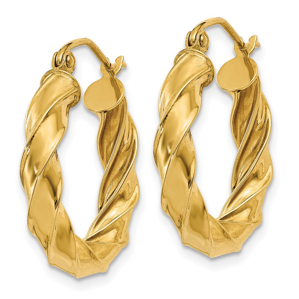 14K Gelbgold Licht Gedreht Creolen