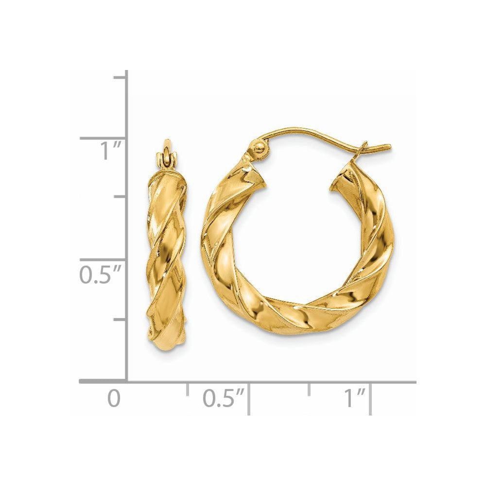 14K Gelbgold Licht Gedreht Creolen