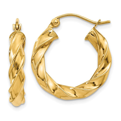 14K Gelbgold Licht Gedreht Creolen