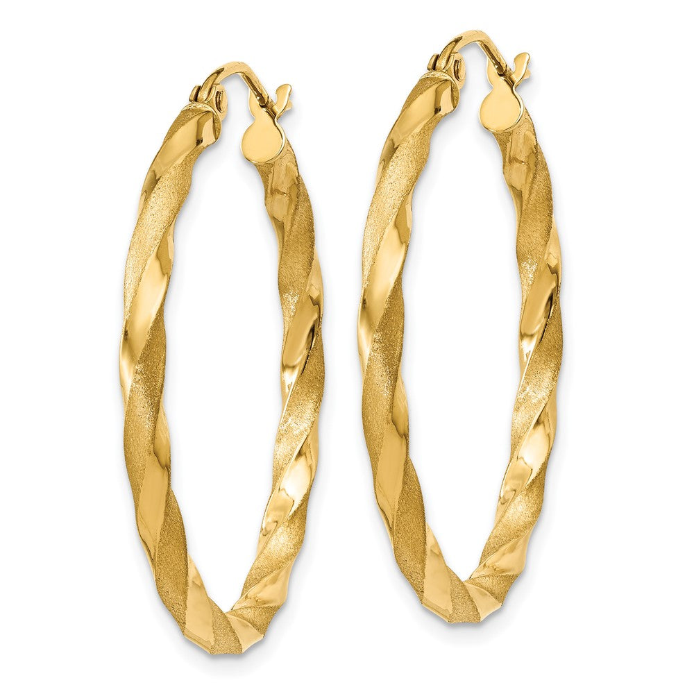 14K Gelbgold Poliert & Satiniert Gedreht Creolen