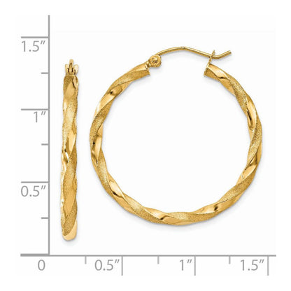 14K Gelbgold Poliert & Satiniert Gedreht Creolen