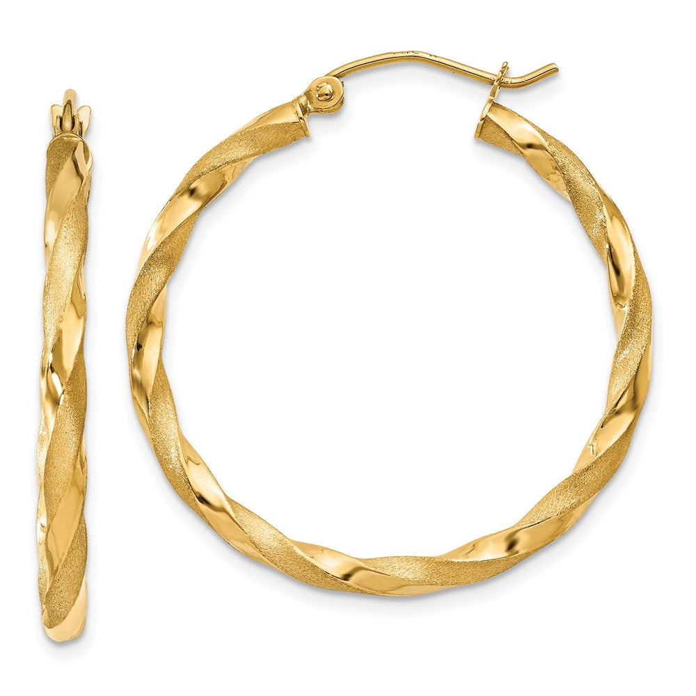 14K Gelbgold Poliert & Satiniert Gedreht Creolen