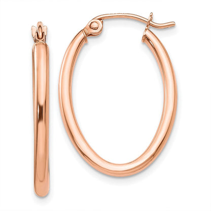 14K Roségold Oval Creolen