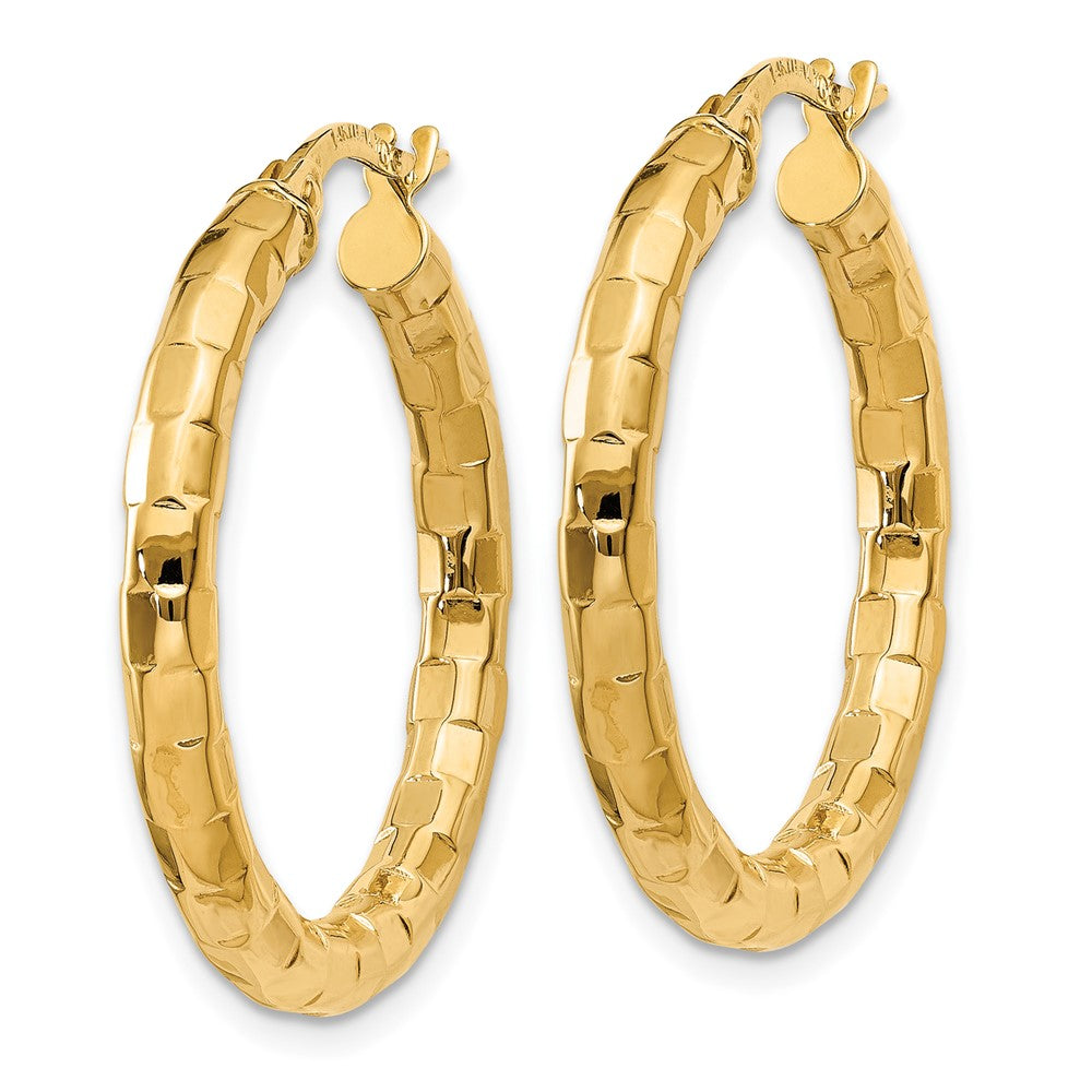 14K Gelbgold Poliert/textured Stecker Creole Ohrring