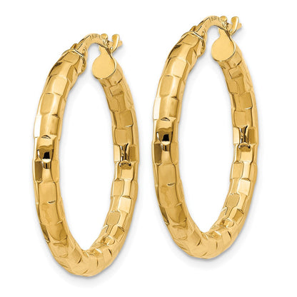 14K Gelbgold Poliert/textured Stecker Creole Ohrring
