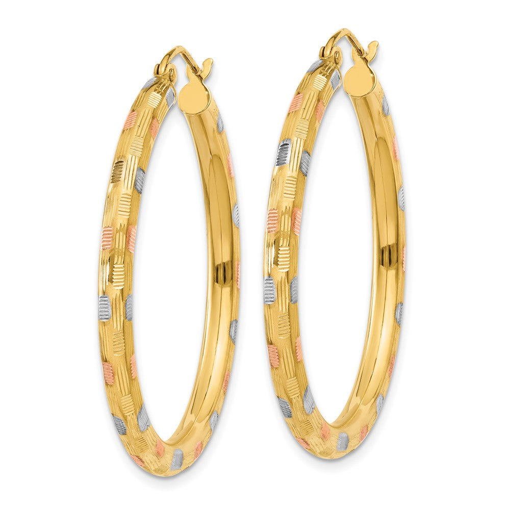 14K Gelb & Rhodium mit Weiß und Rose Diamantiert Creolen