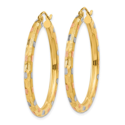 14K Gelb & Rhodium mit Weiß und Rose Diamantiert Creolen