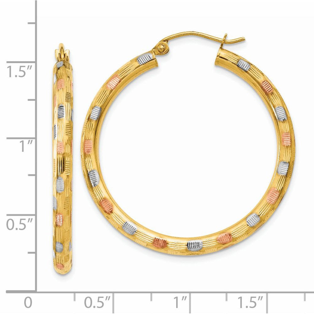 14K Gelb & Rhodium mit Weiß und Rose Diamantiert Creolen