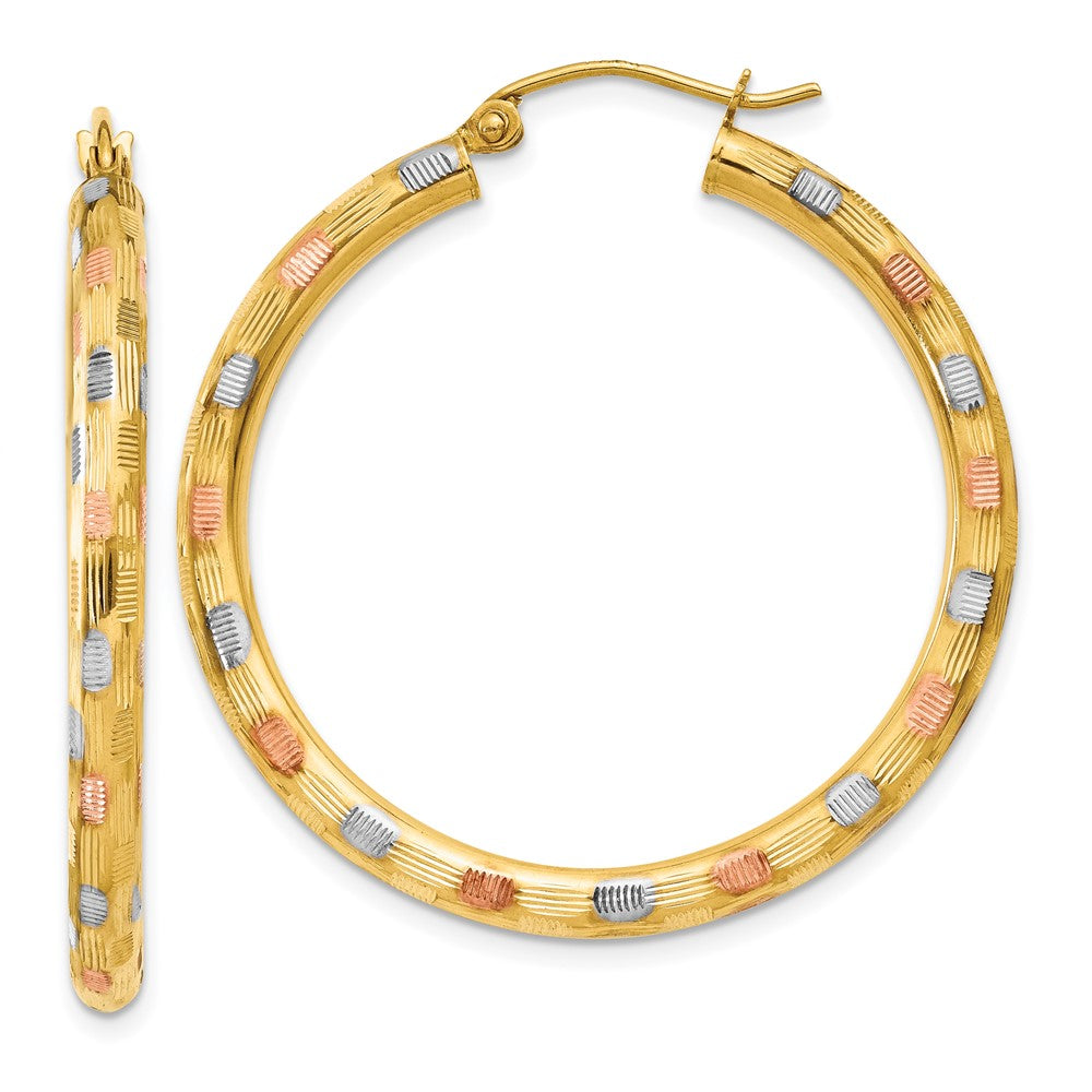14K Gelb & Rhodium mit Weiß und Rose Diamantiert Creolen