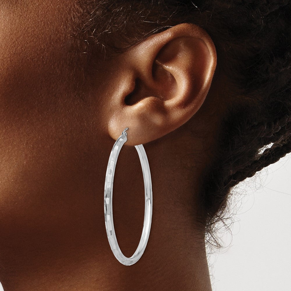 14K Weißgold Diamantiert Creolen