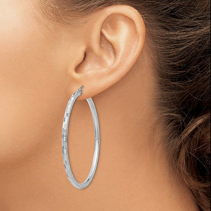 14K Weißgold Diamantiert Creolen