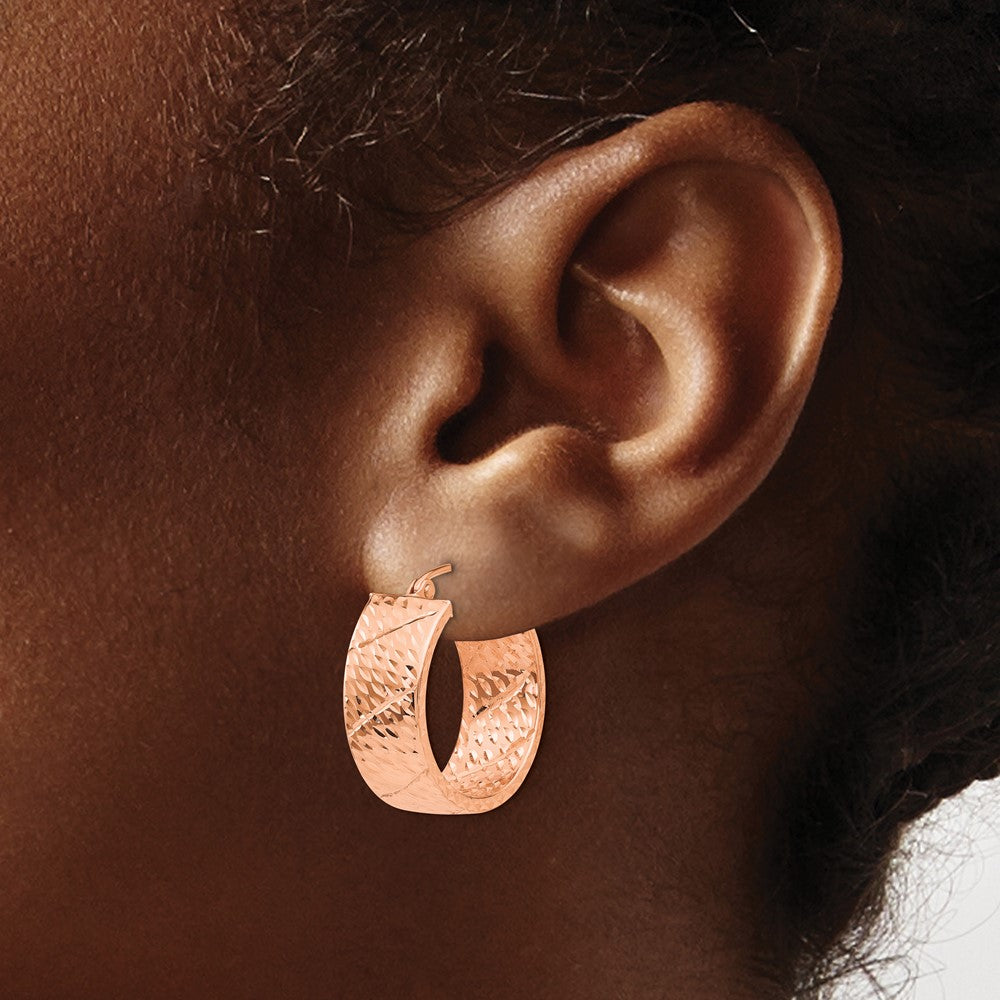 14K Roségold Diamantiert Creolen