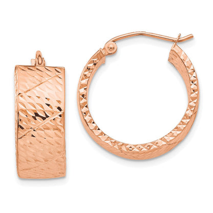 14K Roségold Diamantiert Creolen