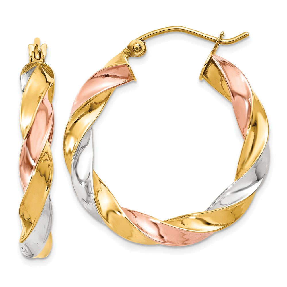 14K Tricolor Licht Gedreht Creolen