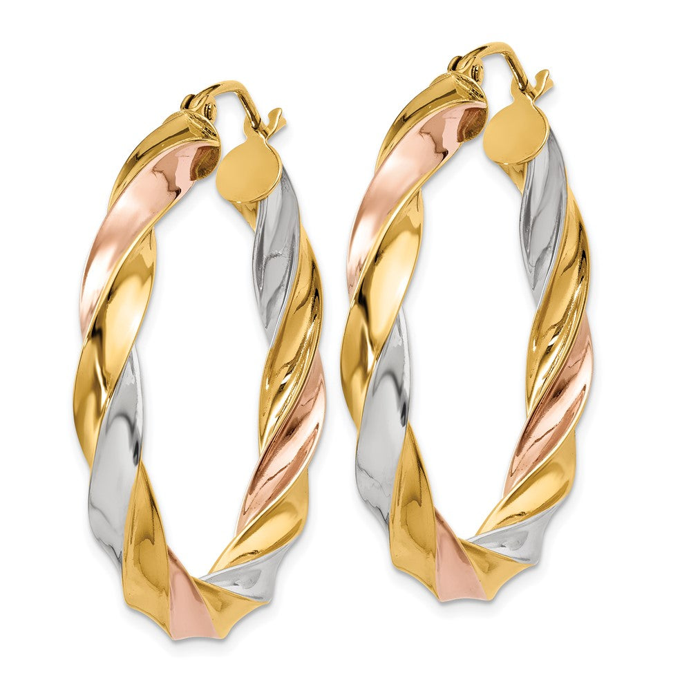 14K Tricolor Licht Gedreht Creolen