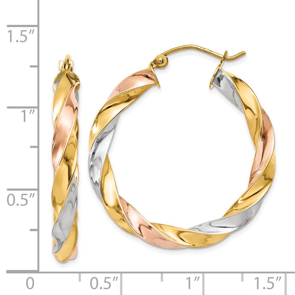 14K Tricolor Licht Gedreht Creolen