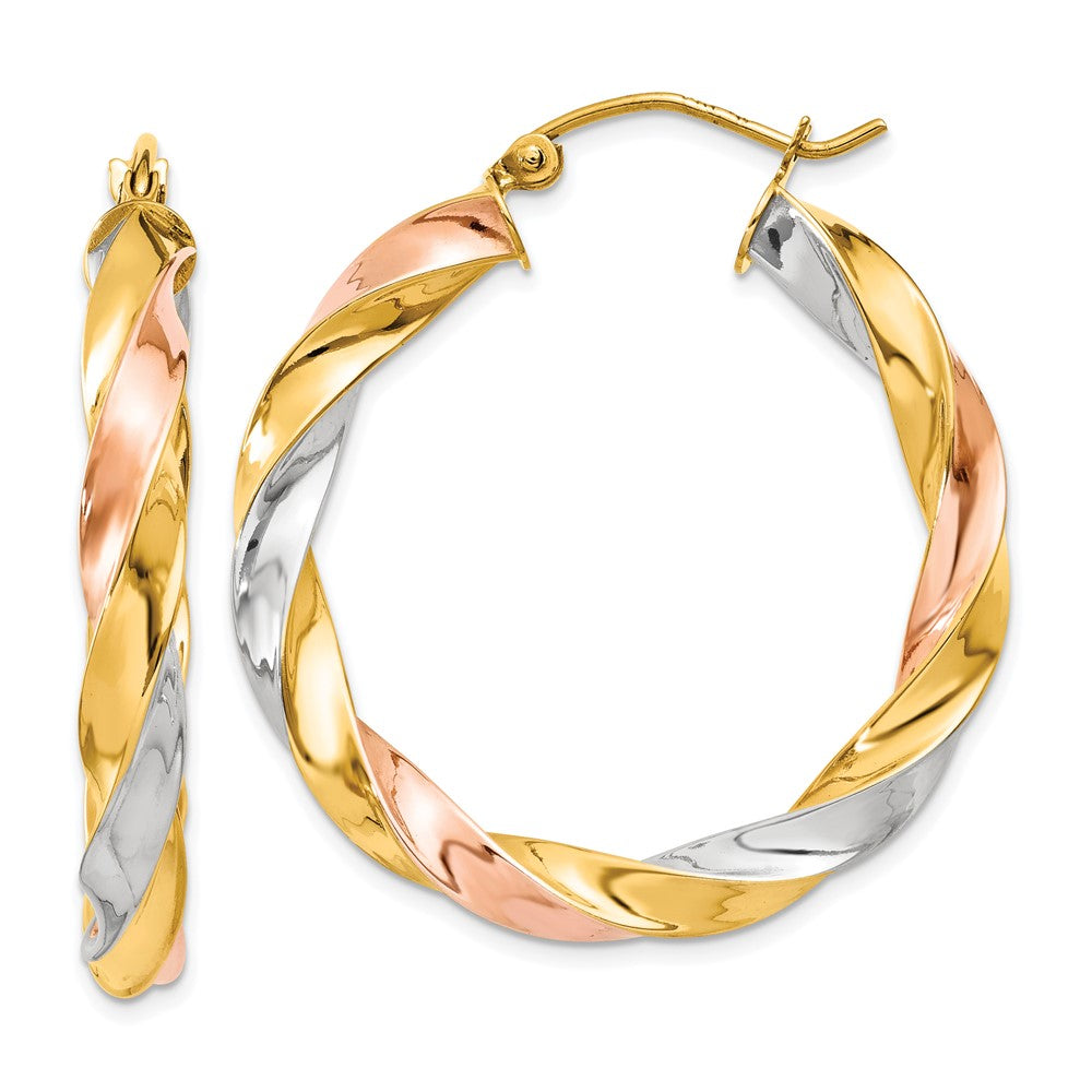 14K Tricolor Licht Gedreht Creolen