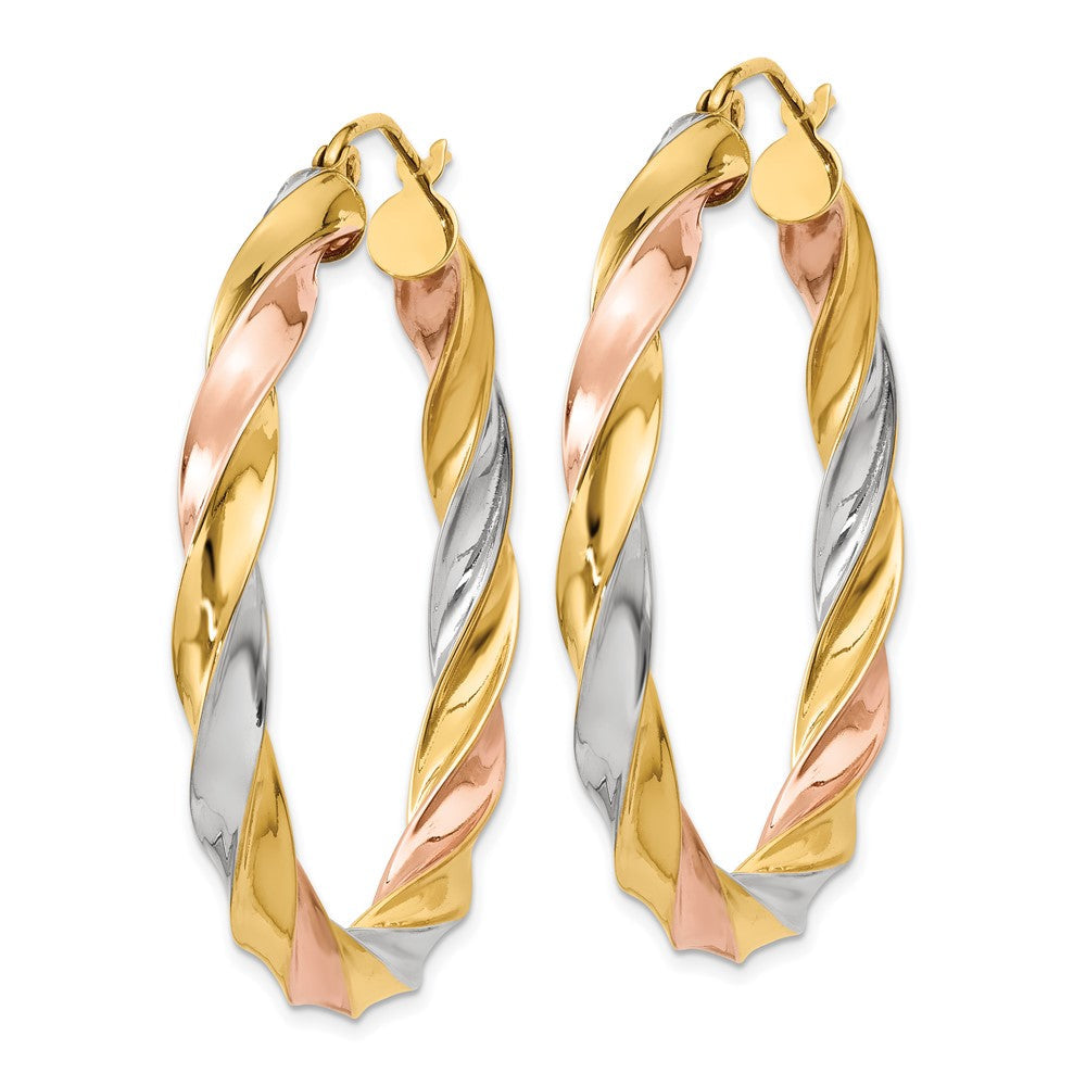 14K Tricolor Licht Gedreht Creolen