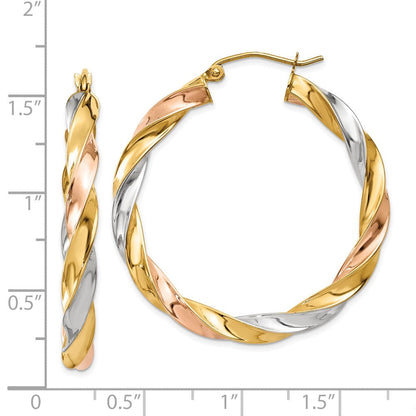 14K Tricolor Licht Gedreht Creolen