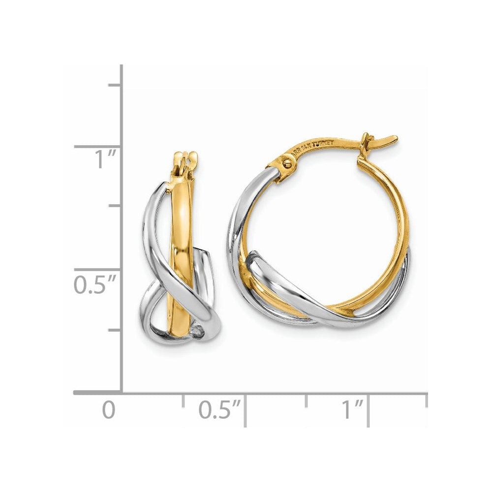 14K Bicolor Poliert Gedreht Creolen