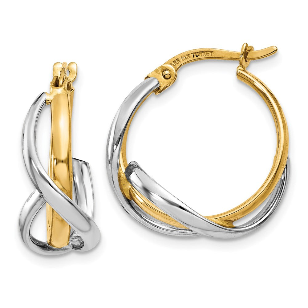 14K Bicolor Poliert Gedreht Creolen