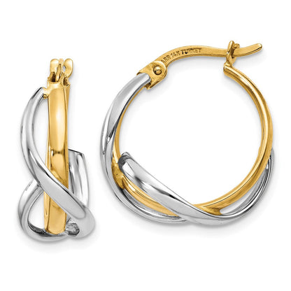 14K Bicolor Poliert Gedreht Creolen