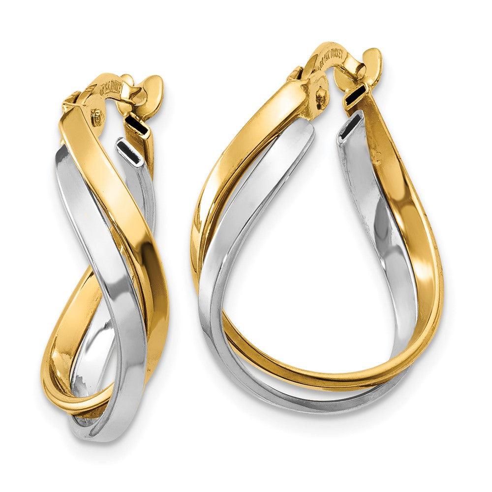 14K Bicolor Poliert Gedreht Creolen