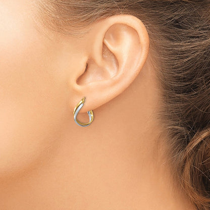 14K Bicolor Poliert Gedreht Creolen