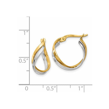 14K Bicolor Poliert Gedreht Creolen