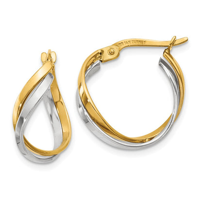 14K Bicolor Poliert Gedreht Creolen