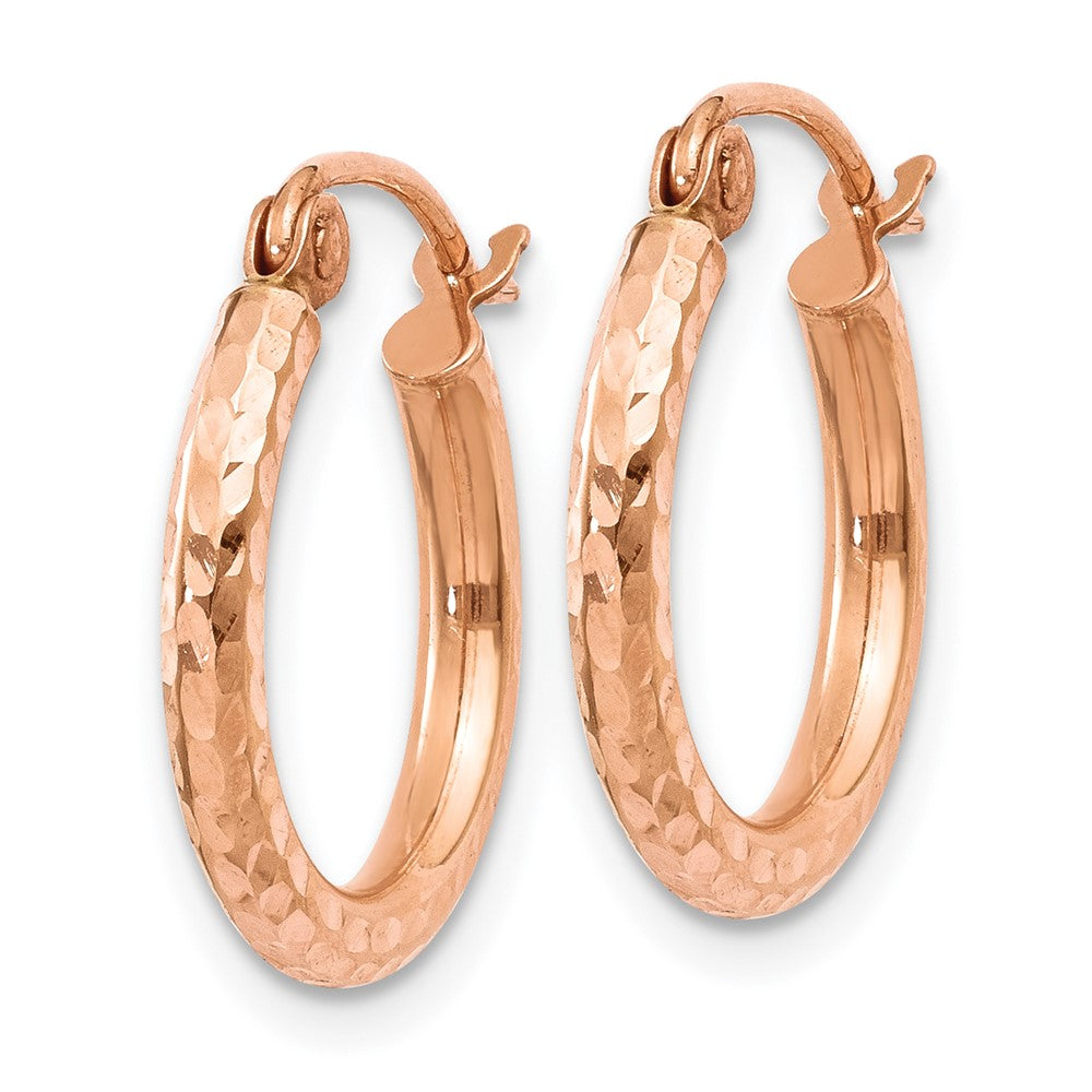14K Roségold Leicht Diamantiert Creolen