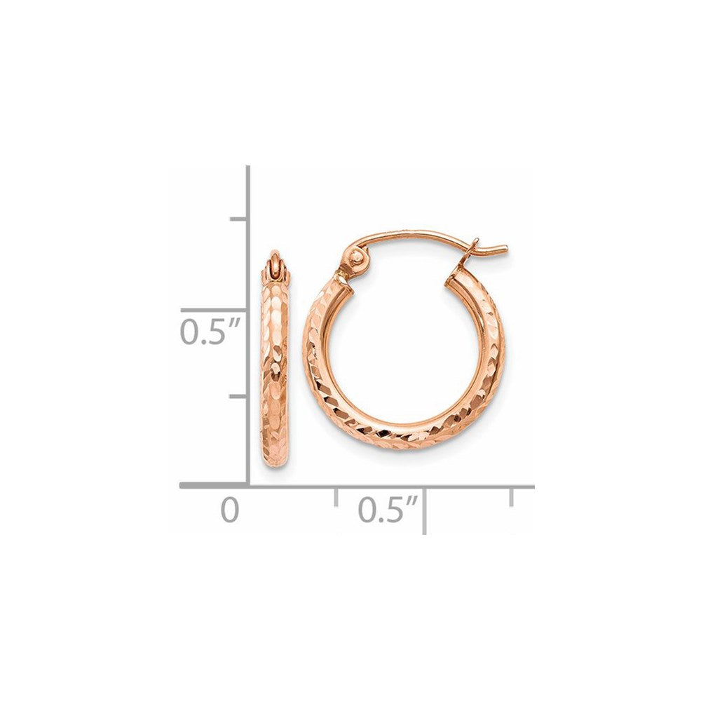 14K Roségold Leicht Diamantiert Creolen