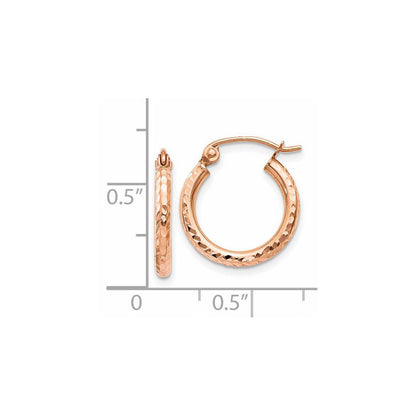 14K Roségold Leicht Diamantiert Creolen