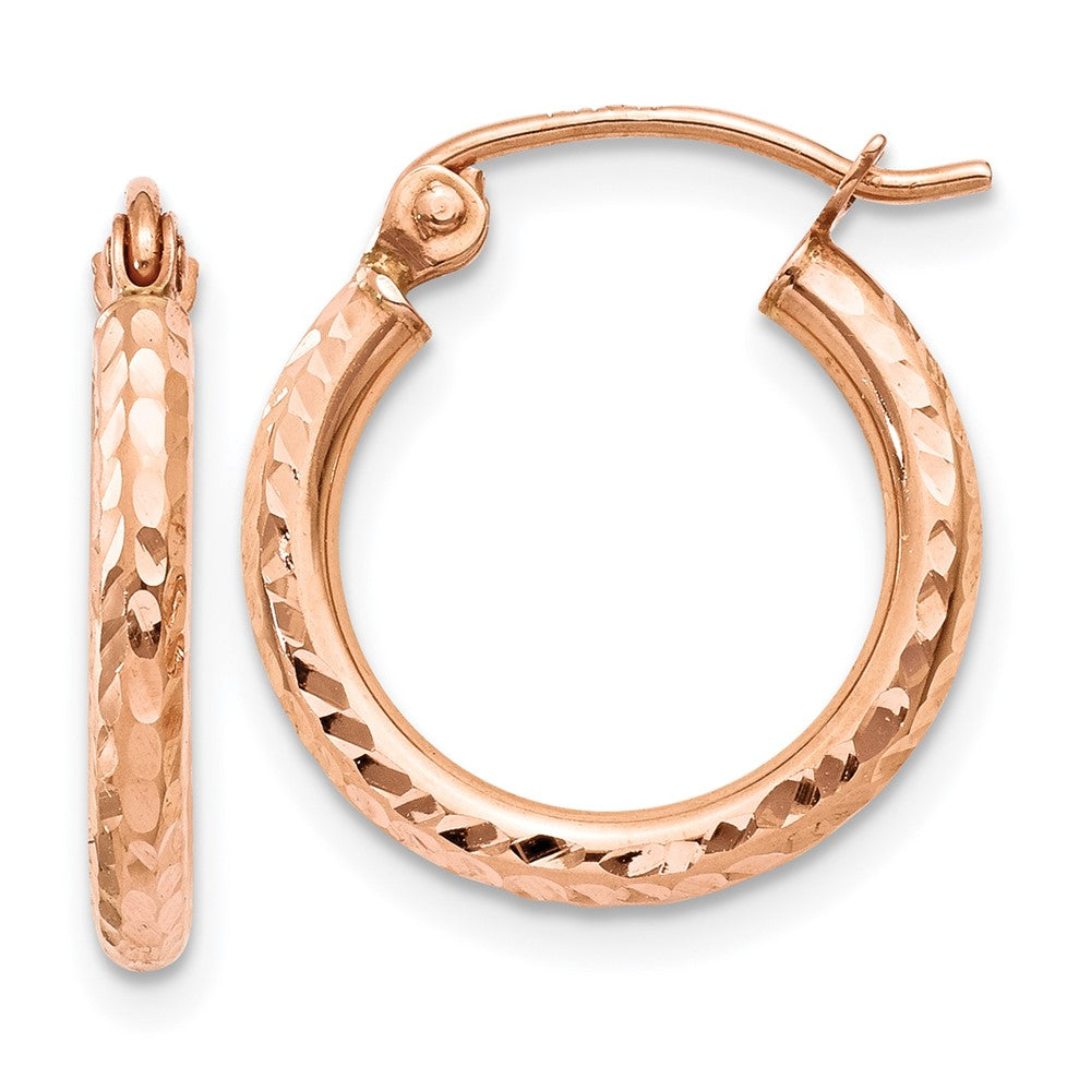 14K Roségold Leicht Diamantiert Creolen