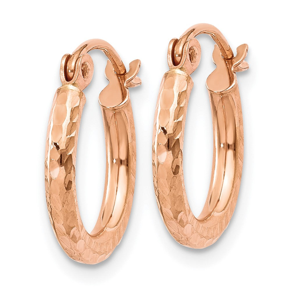 14K Roségold Leicht Diamantiert Creolen