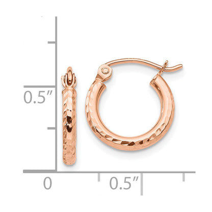 14K Roségold Leicht Diamantiert Creolen